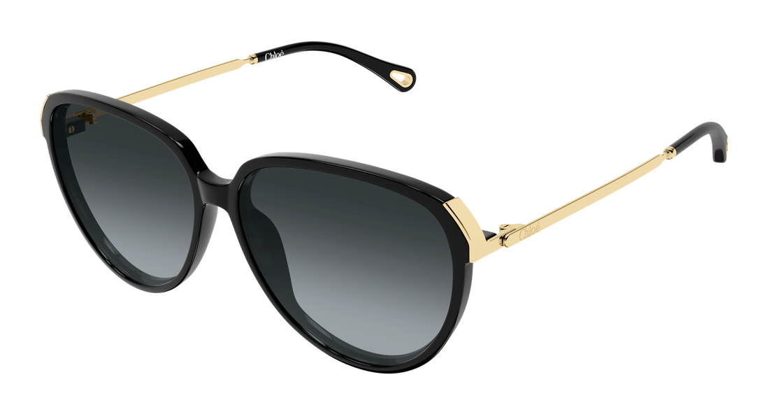 Óculos de sol chloé ch0406s 001 negro round/oval/panthos femenino tamanho 59mm - Vista principal