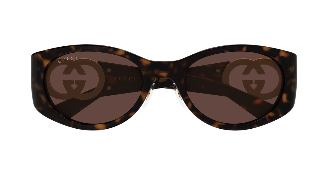 Lunettes de soleil gucci gg2123sa 004 havana round/oval/panthos femenino taille 55mm - Vue détaillée