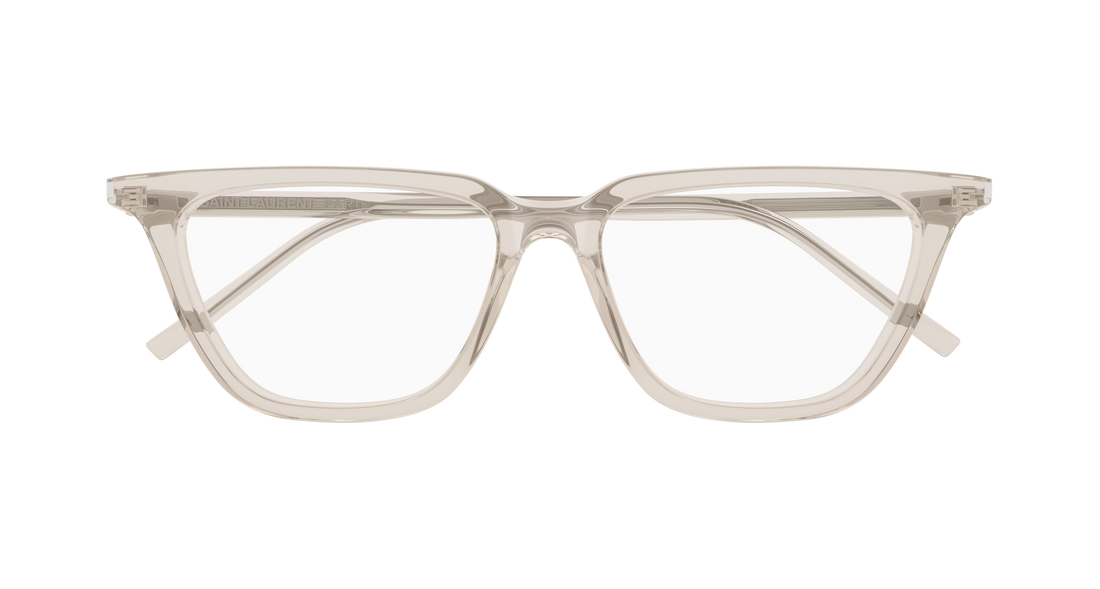 Óculos graduados saint laurent sl 889 sulpice thin opt 004 beige cat eye femenino tamanho 53mm - Vista de detalhe