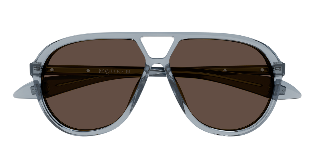 Óculos de sol alexander mcqueen am0586s 004 gris pilot/navigator unisex tamanho 59mm - Vista de detalhe
