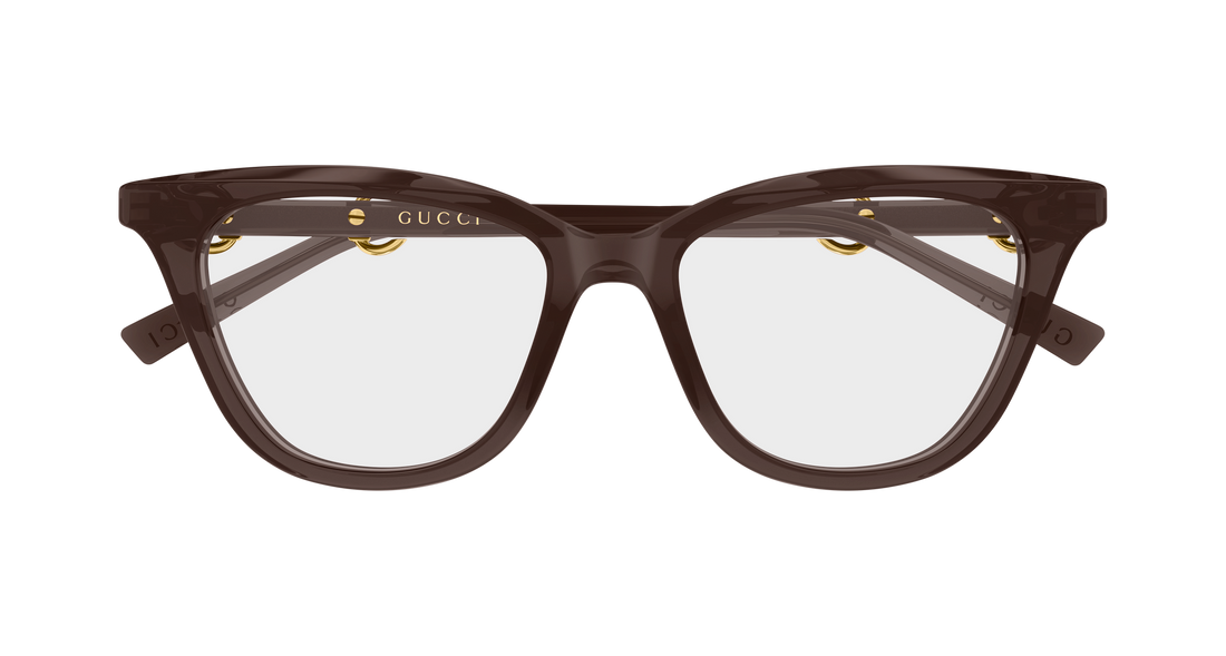 Óculos graduados gucci gg2218o 008 marron cat eye femenino tamanho 52mm - Vista de detalhe