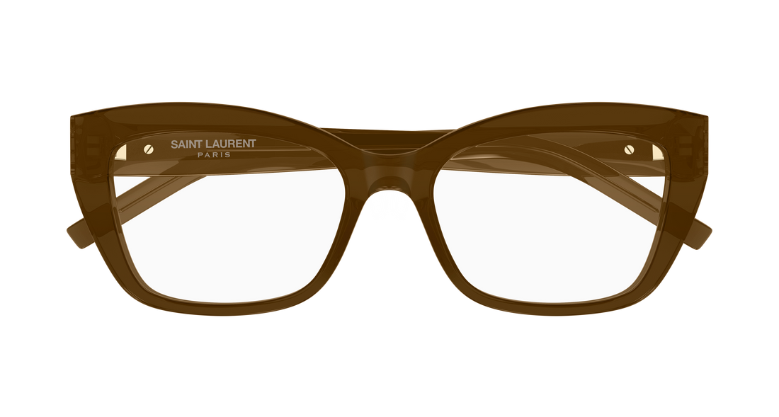 Óculos graduados saint laurent sl m117 011 marron cat eye femenino tamanho 53mm - Vista de detalhe