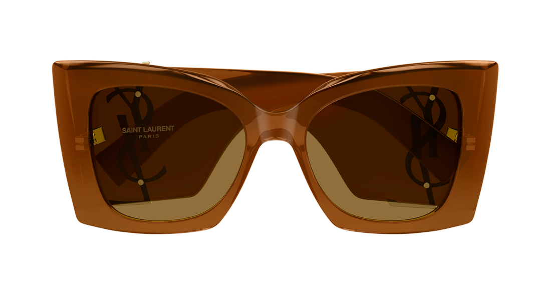 Óculos de sol saint laurent sl m119 blaze crystal 002 marron cat eye femenino tamanho 54mm - Vista de detalhe