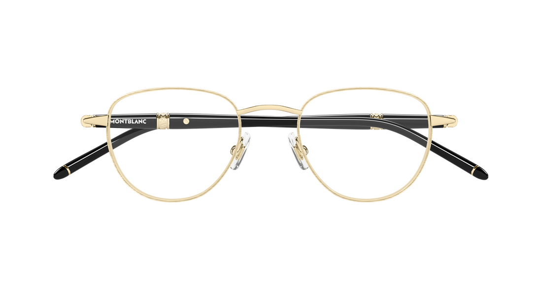 Óculos graduados montblanc mb0486o 003 dorado round/oval/panthos masculino tamanho 48mm - Vista de detalhe