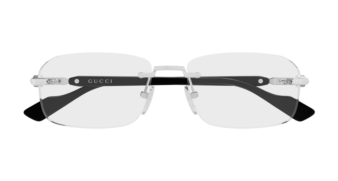 Briller gucci gg1221o 008 plateado rectangular / squared masculino størrelse 56mm - Detaljeret visning