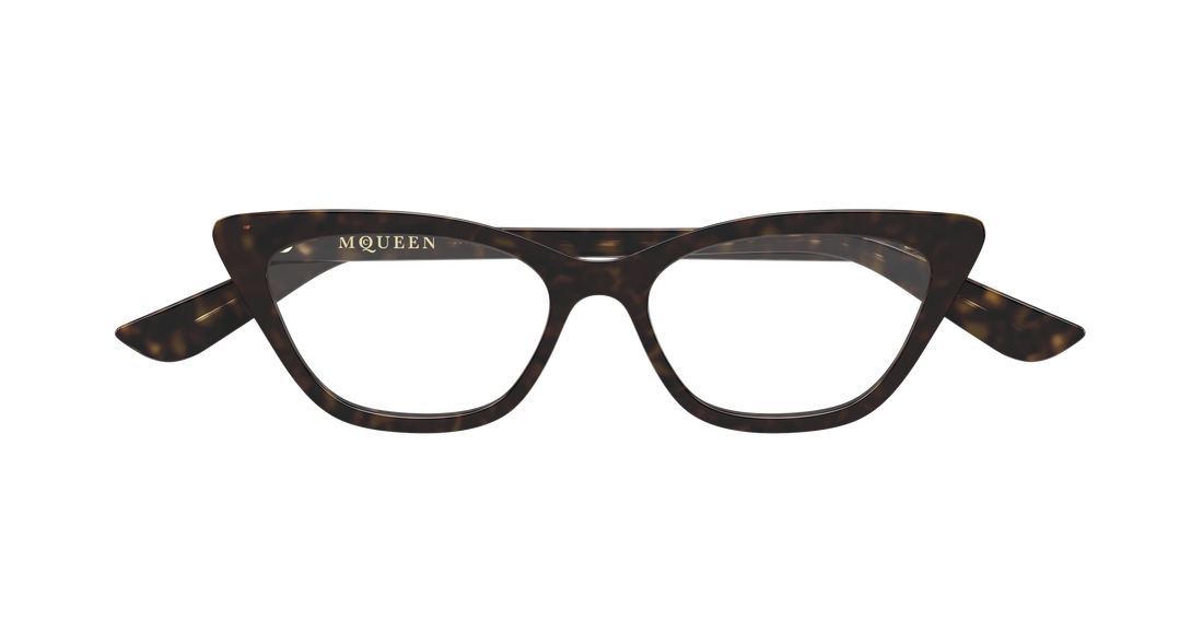 Gafas graduadas alexander mcqueen am0560o 002 havana cat eye femenino talla 52mm - Vista de detalle