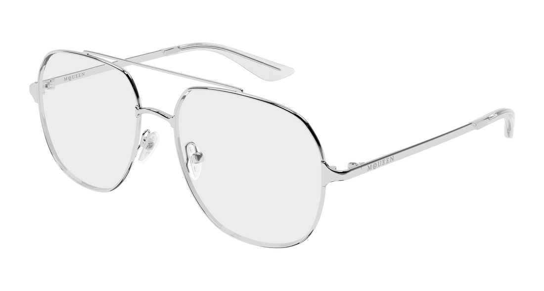 Gafas graduadas alexander mcqueen am0591o 001 plateado pilot/navigator unisex talla 55mm - Vista principal