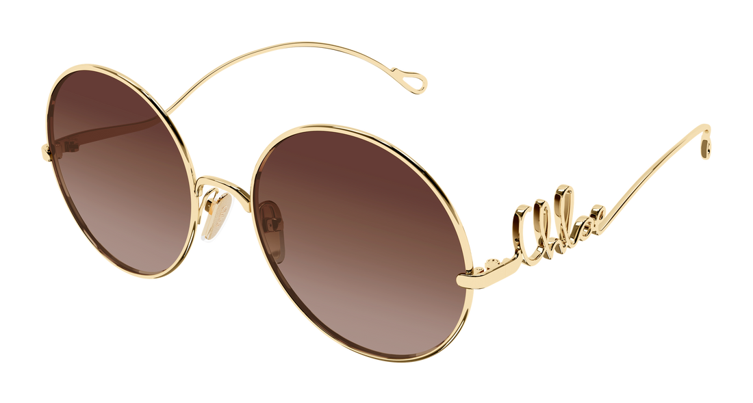 Solglasögon chloé ch0372s 001 dorado round/oval/panthos femenino storlek 56mm - Huvudvy