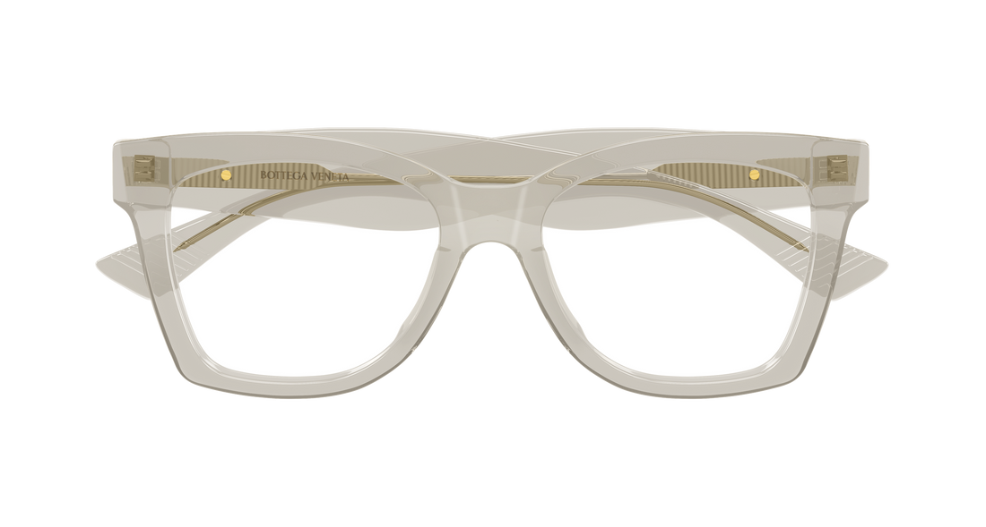 Óculos graduados bottega veneta bv1459o 003 beige butterfly femenino tamanho 52mm - Vista de detalhe