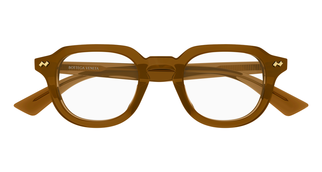 Óculos graduados bottega veneta bv1505o 008 marron round/oval/panthos masculino tamanho 48mm - Vista de detalhe