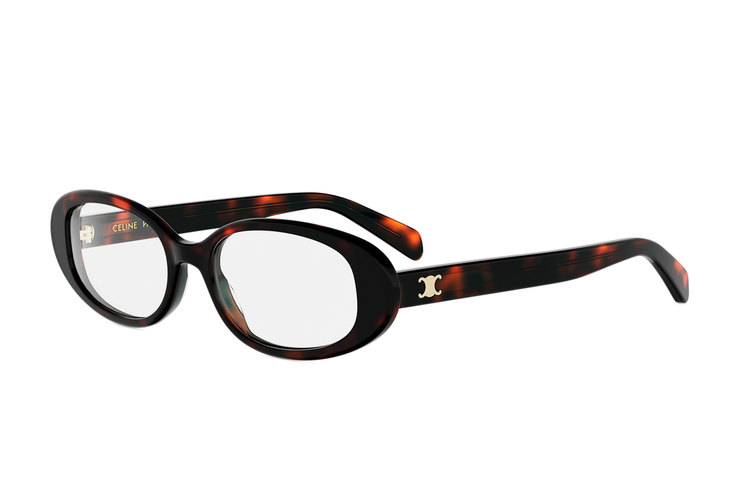 Prescription glasses celine triomphe mini cl50180i 052 havana oval femenino size 54mm - Main view