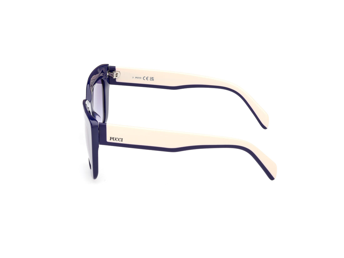 Óculos de sol emilio pucci ep0202 90w azul square femenino tamanho 54mm - Vista de detalhe