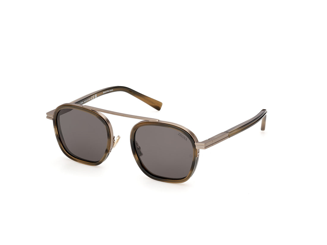 Solbriller ermenegildo zegna ez0231 51a beige geometric masculino størrelse 51mm - Hovedvisning