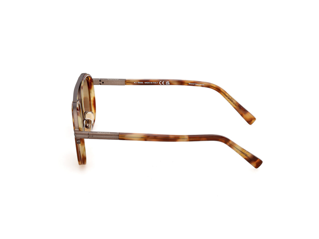 Solbriller ermenegildo zegna ez0231 55e havana geometric masculino størrelse 51mm - Detaljeret visning