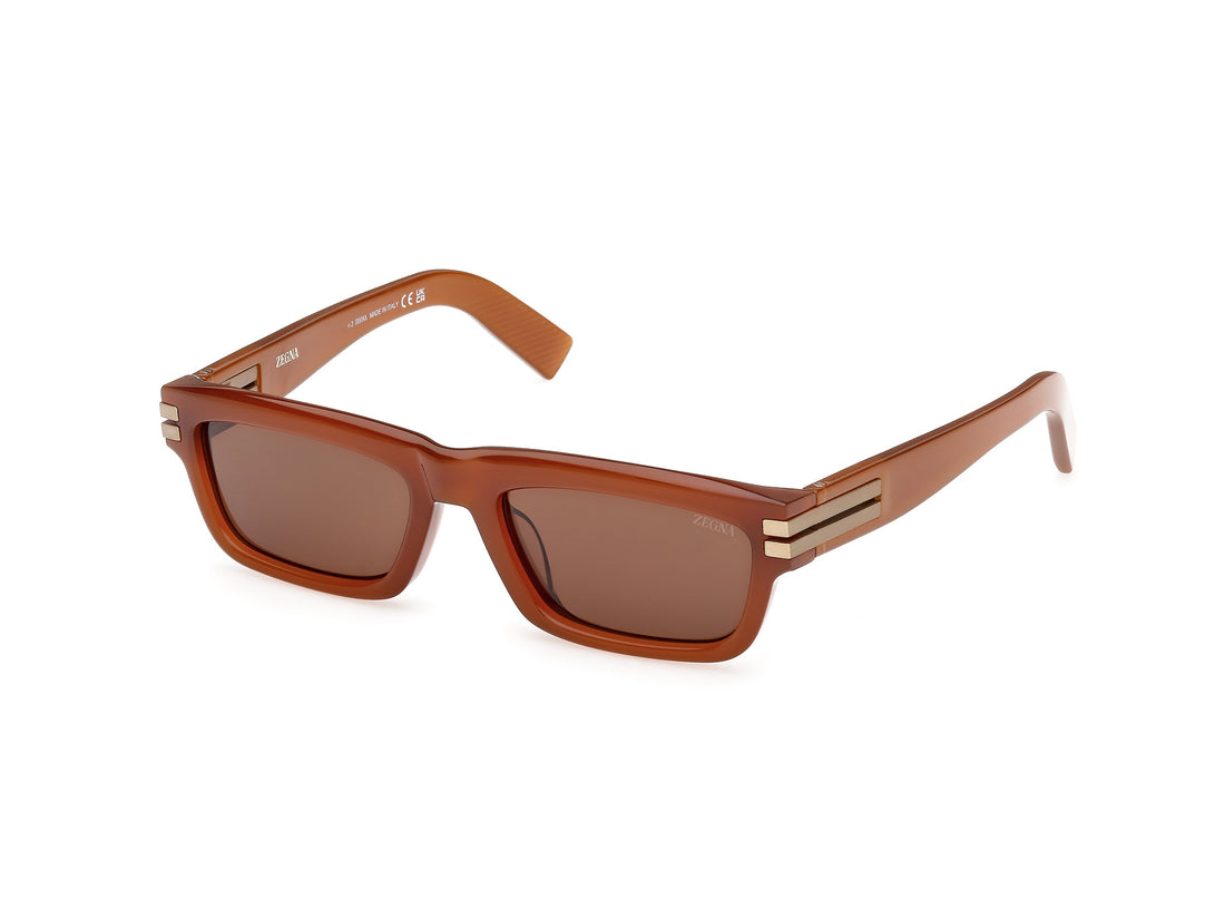 Óculos de sol ermenegildo zegna ez0282 45e marron rectangular masculino tamanho 56mm - Vista principal