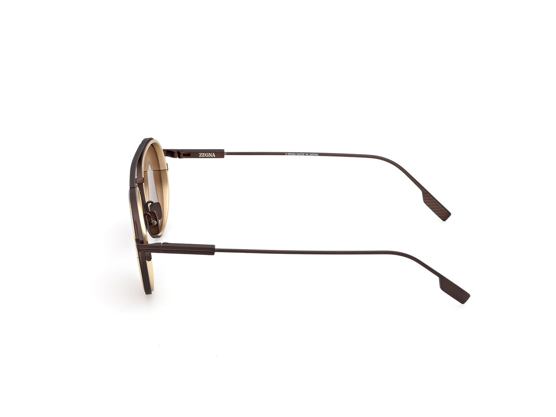 Óculos de sol ermenegildo zegna ez0295 49e marron pilot masculino tamanho 51mm - Vista de detalhe