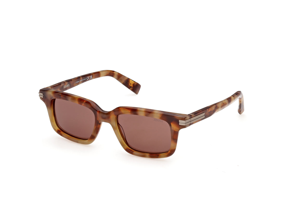 Solbriller ermenegildo zegna ez0312 55e havana rectangular masculino størrelse 50mm - Hovedvisning