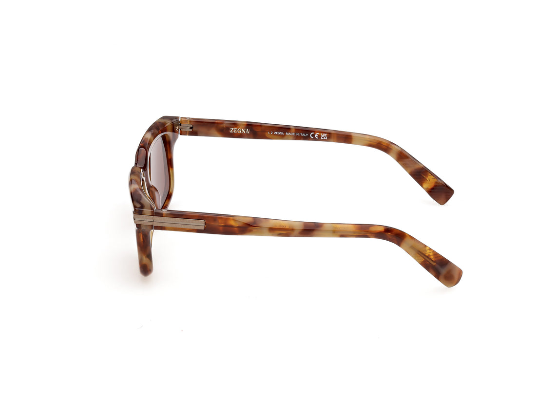 Solbriller ermenegildo zegna ez0312 55e havana rectangular masculino størrelse 52mm - Detaljeret visning