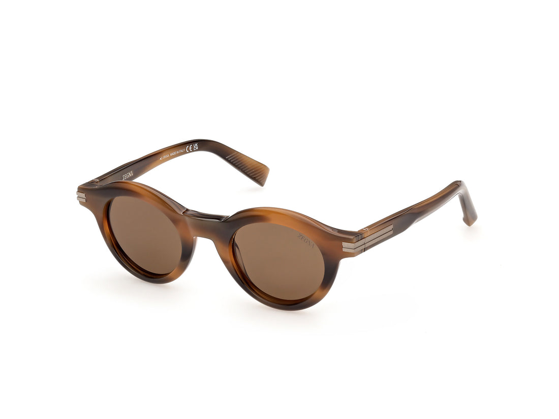 Solbriller ermenegildo zegna ez0313 50e marron round masculino størrelse 46mm - Hovedvisning
