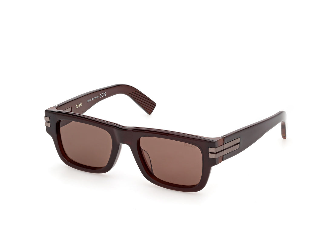 Solbriller ermenegildo zegna ez0317 47e marron rectangular masculino størrelse 53mm - Hovedvisning