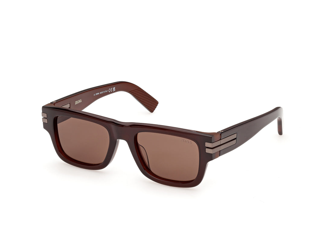 Solbriller ermenegildo zegna ez0317 47e marron rectangular masculino størrelse 53mm - Detaljeret visning