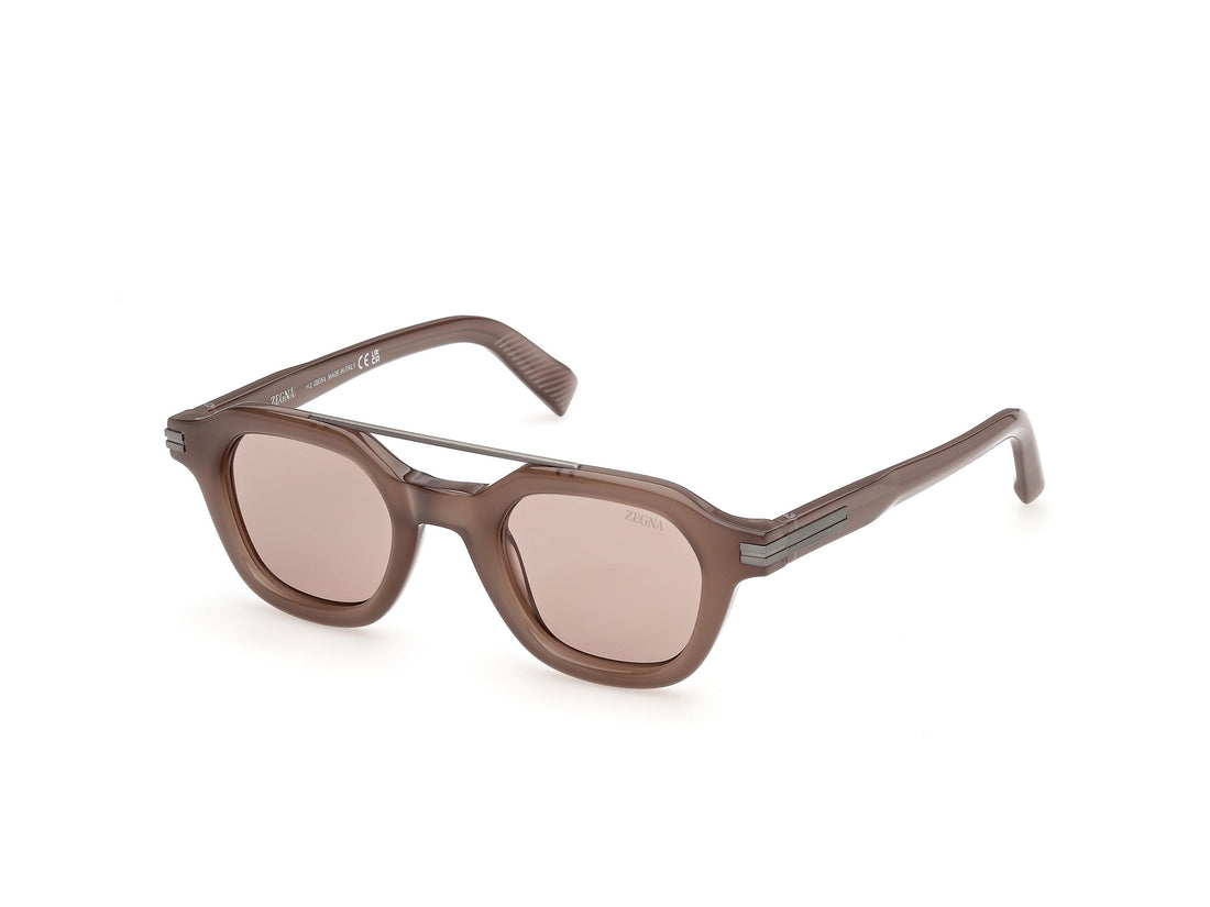 Solbriller ermenegildo zegna ez0319 45e marron geometric masculino størrelse 46mm - Hovedvisning