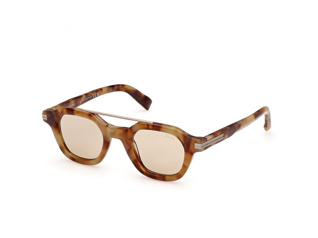 Solbriller ermenegildo zegna ez0319 55e havana geometric masculino størrelse 46mm - Hovedvisning