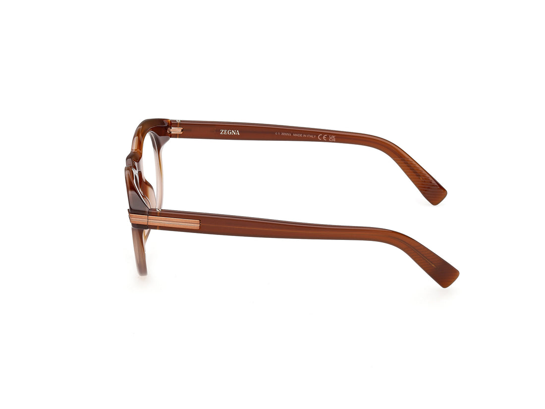 Óculos graduados ermenegildo zegna ez5325 050 marron round masculino tamanho 46mm - Vista de detalhe