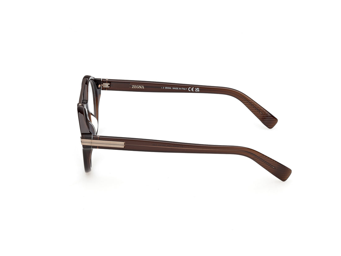 Óculos graduados ermenegildo zegna ez5327 048 marron round masculino tamanho 50mm - Vista de detalhe