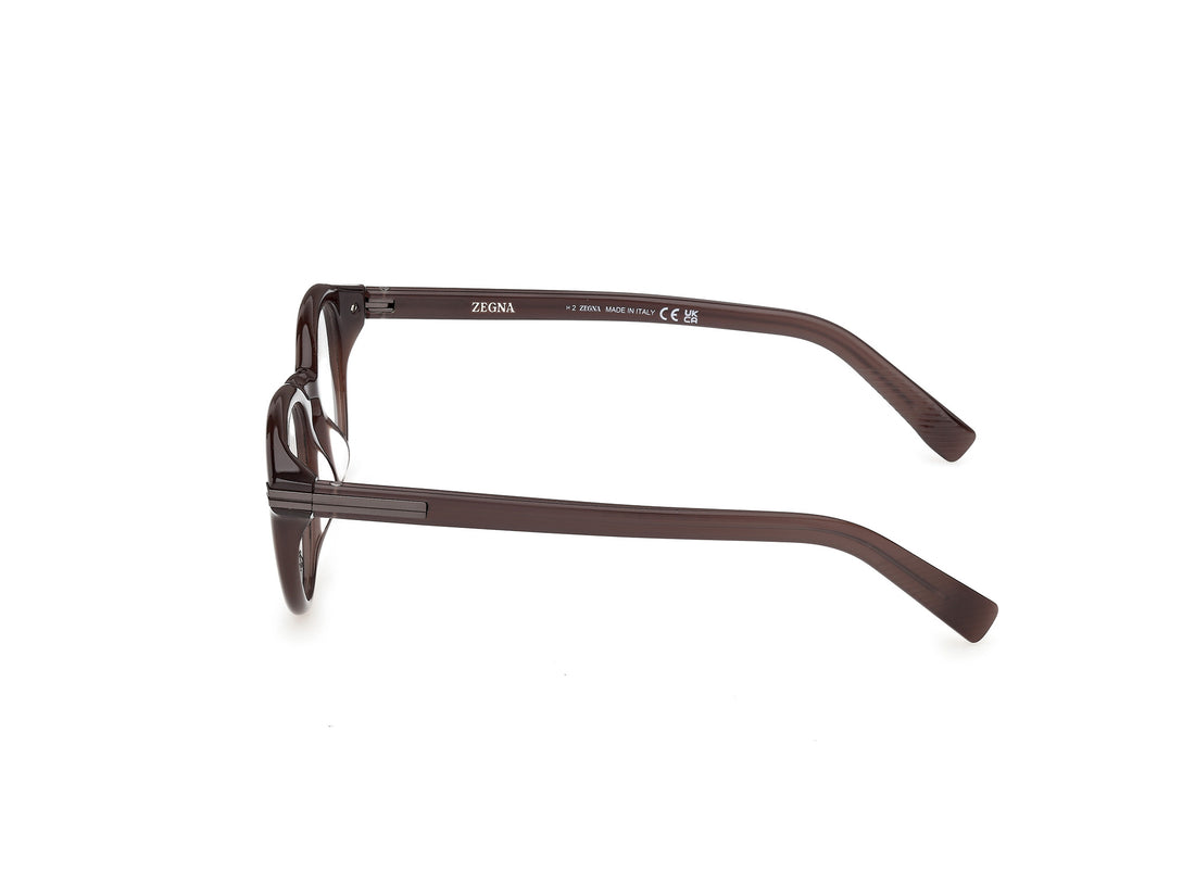 Óculos graduados ermenegildo zegna ez5346 048 marron round masculino tamanho 51mm - Vista de detalhe