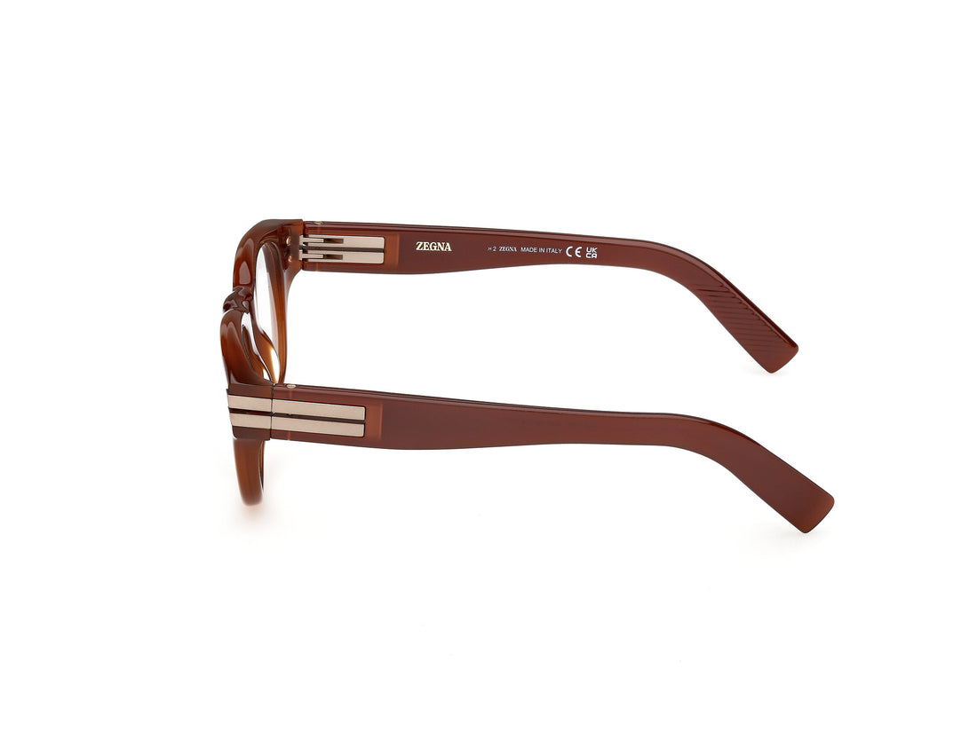 Óculos graduados ermenegildo zegna ez5347 045 marron round masculino tamanho 49mm - Vista de detalhe