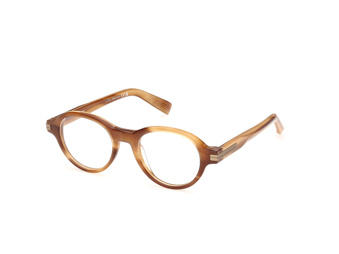Briller ermenegildo zegna ez5363 056 havana round masculino størrelse 49mm - Hovedvisning