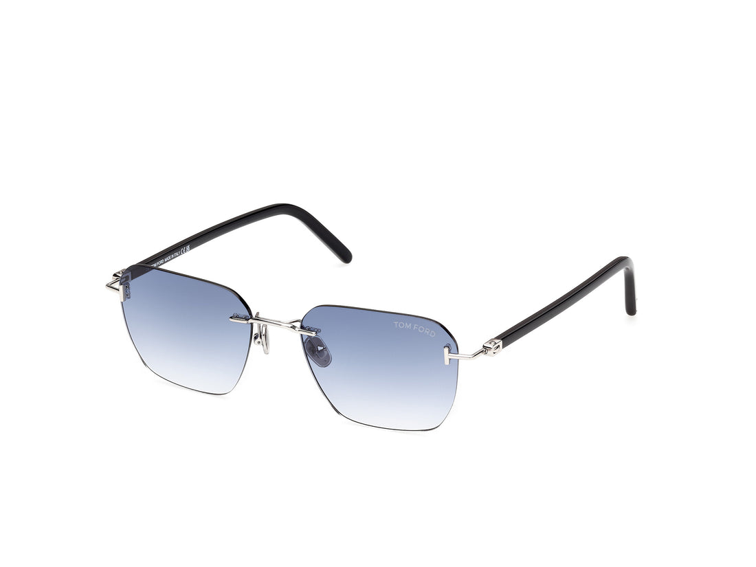 Solbriller tom ford ft1433 carson-02 16w plateado square masculino størrelse 55mm - Hovedvisning
