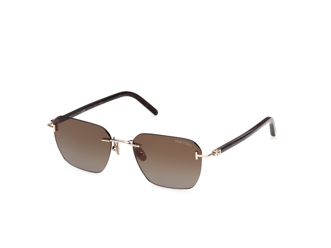 Solbriller tom ford ft1433 carson-02 28f dorado square masculino størrelse 55mm - Hovedvisning