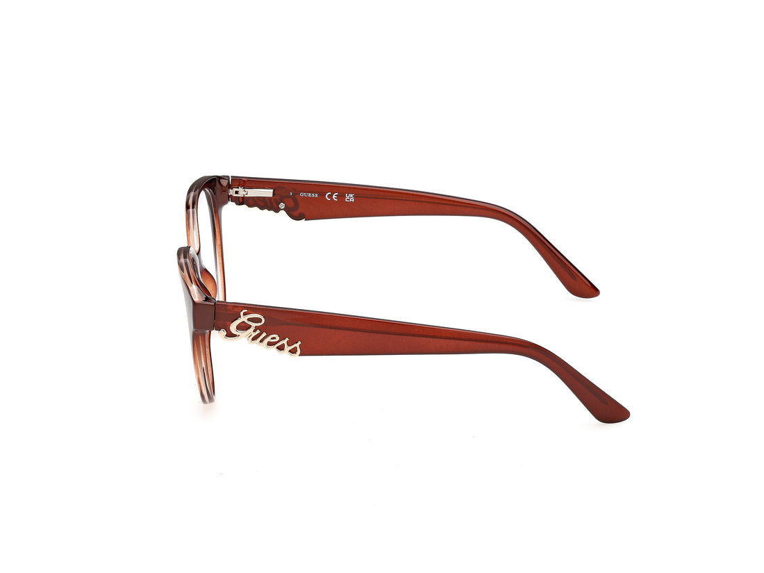 Óculos graduados guess gu50388 050 marron round femenino tamanho 53mm - Vista de detalhe