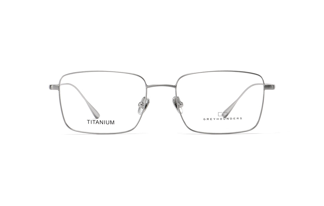 Óculos graduados greyhounders roy c5 s silver plateado rectangular masculino tamanho 55mm - Vista de detalhe