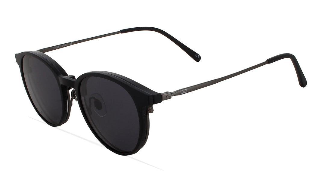 Prescription glasses greyhounders rodas + clip-on black negro unisex size 50mm - Main view