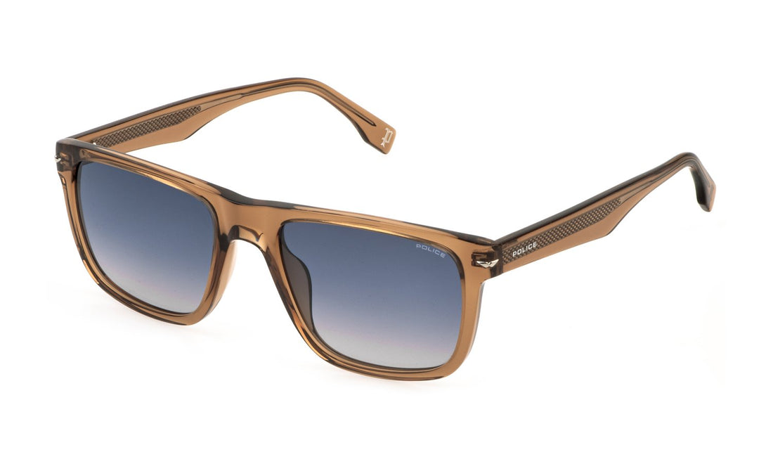 Sunglasses police splq83 0805 marron square masculino size 56mm - Main view