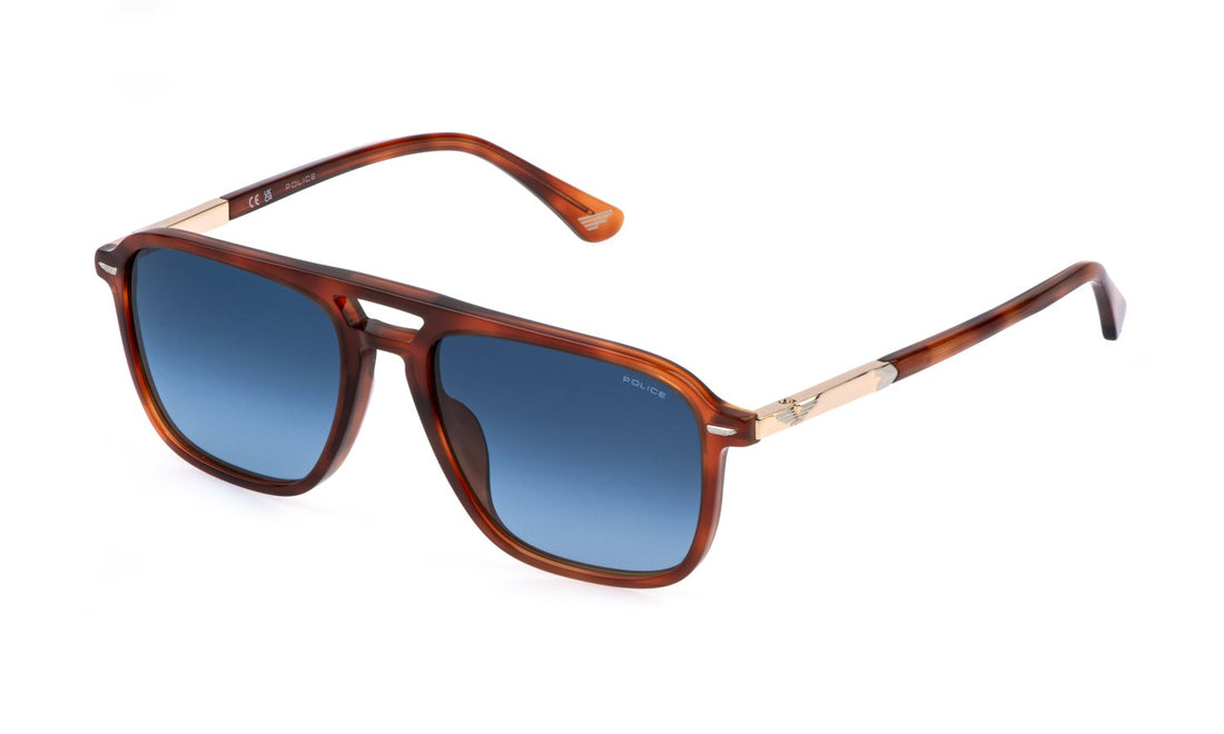 Occhiali da sole police splr78 0807 havana square masculino taglia 57mm - Vista principale