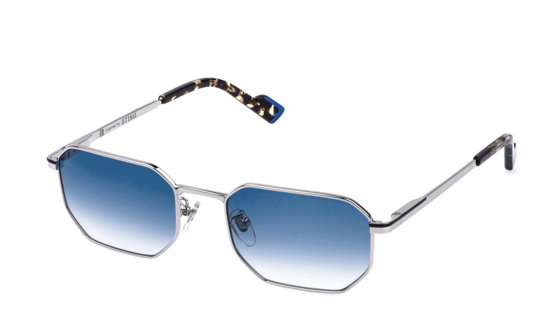 Óculos de sol sting sst581 0k07 plateado geometric masculino tamanho 55mm - Vista principal