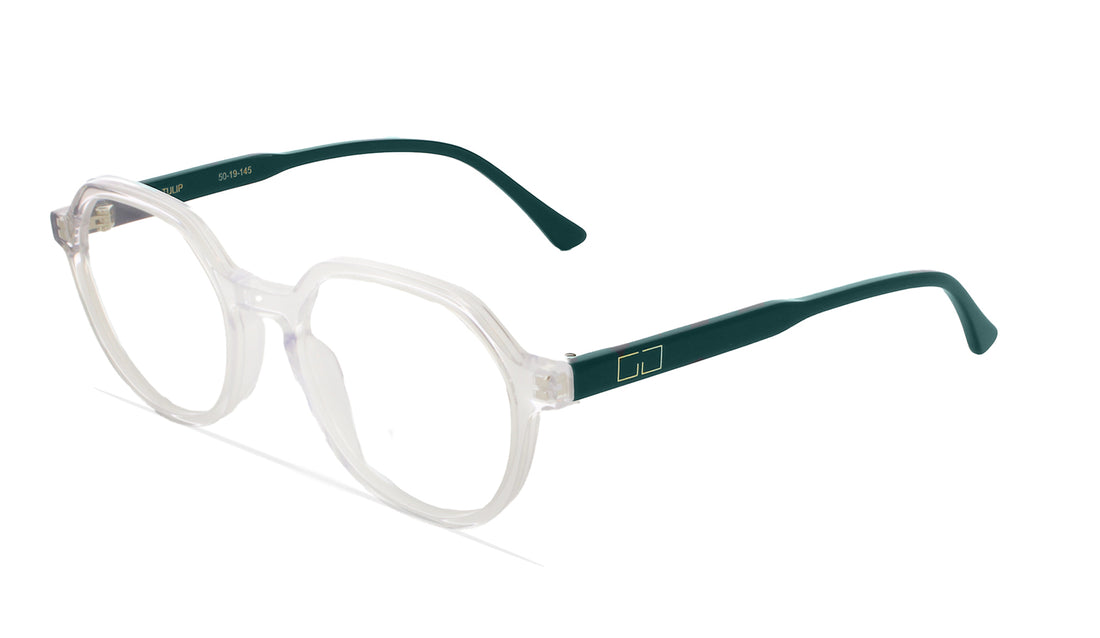 Prescription glasses greyhounders tulip crystal / green transparente geometric unisex size 50mm - Main view