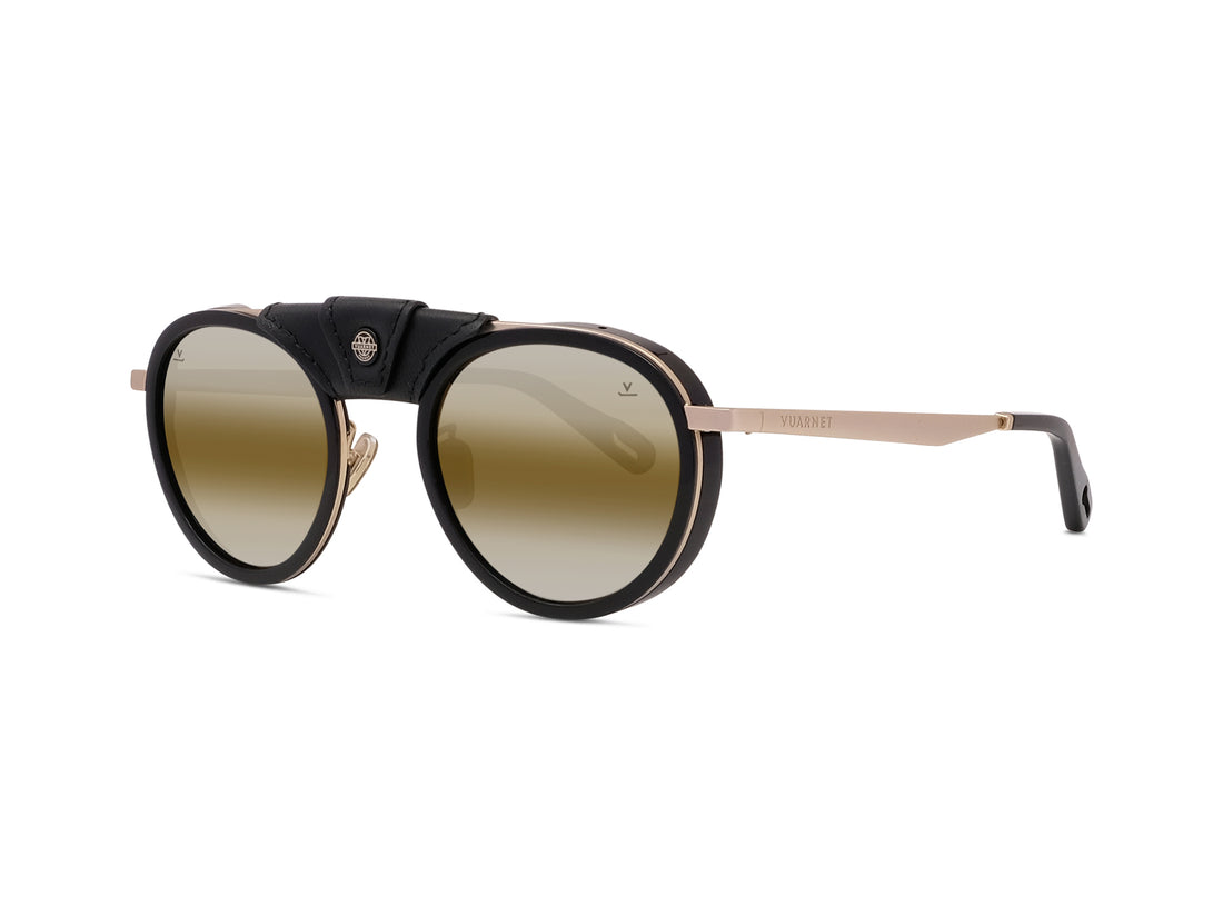 Sunglasses vuarnet glacier 02 vu40002u-y 01q black round masculino size 52mm - Main view