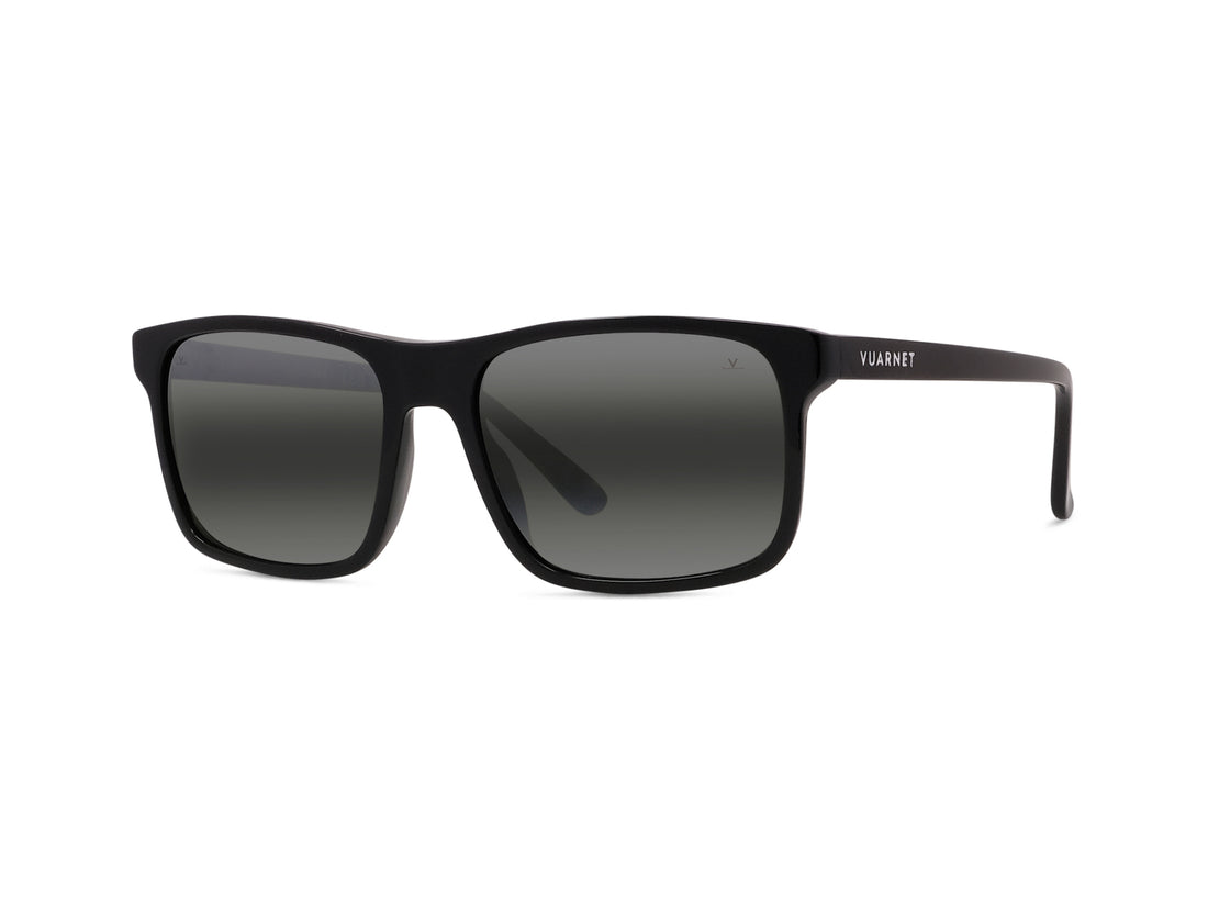 Sunglasses vuarnet belvedere 01 vu40010i 01c black rectangular masculino size 57mm - Main view