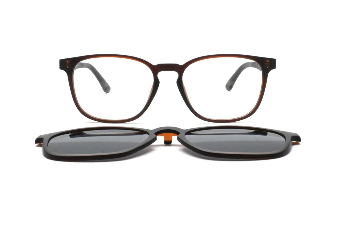 Óculos graduados greyhounders bronte + clip-on c4 burgundy rojo square unisex tamanho 51mm - Vista de detalhe