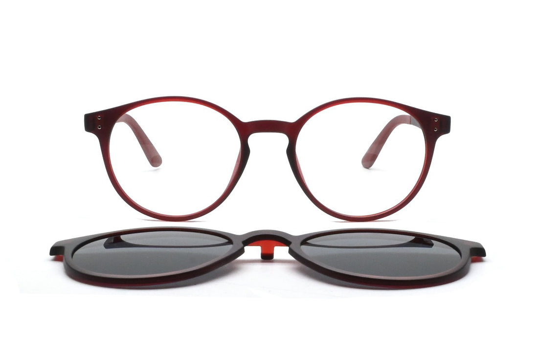 Óculos graduados greyhounders lani + clip-on c4 burgundy rojo pantos unisex tamanho 48mm - Vista de detalhe